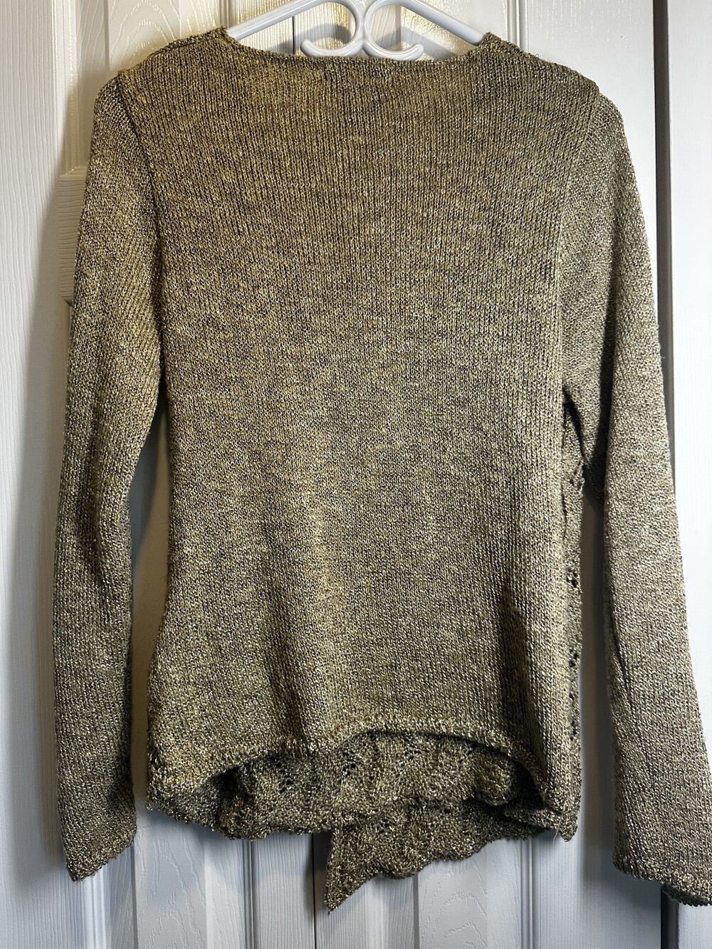 Special Request by Parkhurst Gold Metallic Pointelle Wrap Sweater #132 - Picture 3 of 3